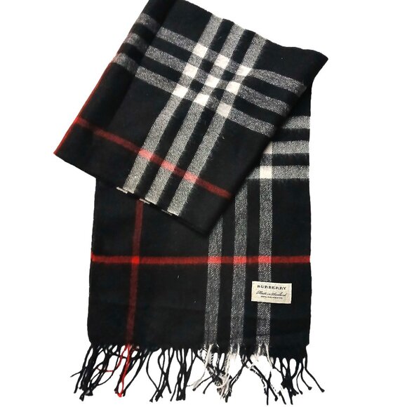 Burberry Ladies Vintage Black Red White Luxury Large Plaid Print Scarf Scarves - Picture 1 of 5